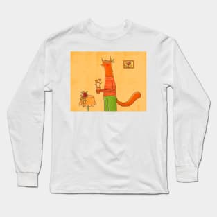 Cute fox loves plants and flowers, version 2 Long Sleeve T-Shirt